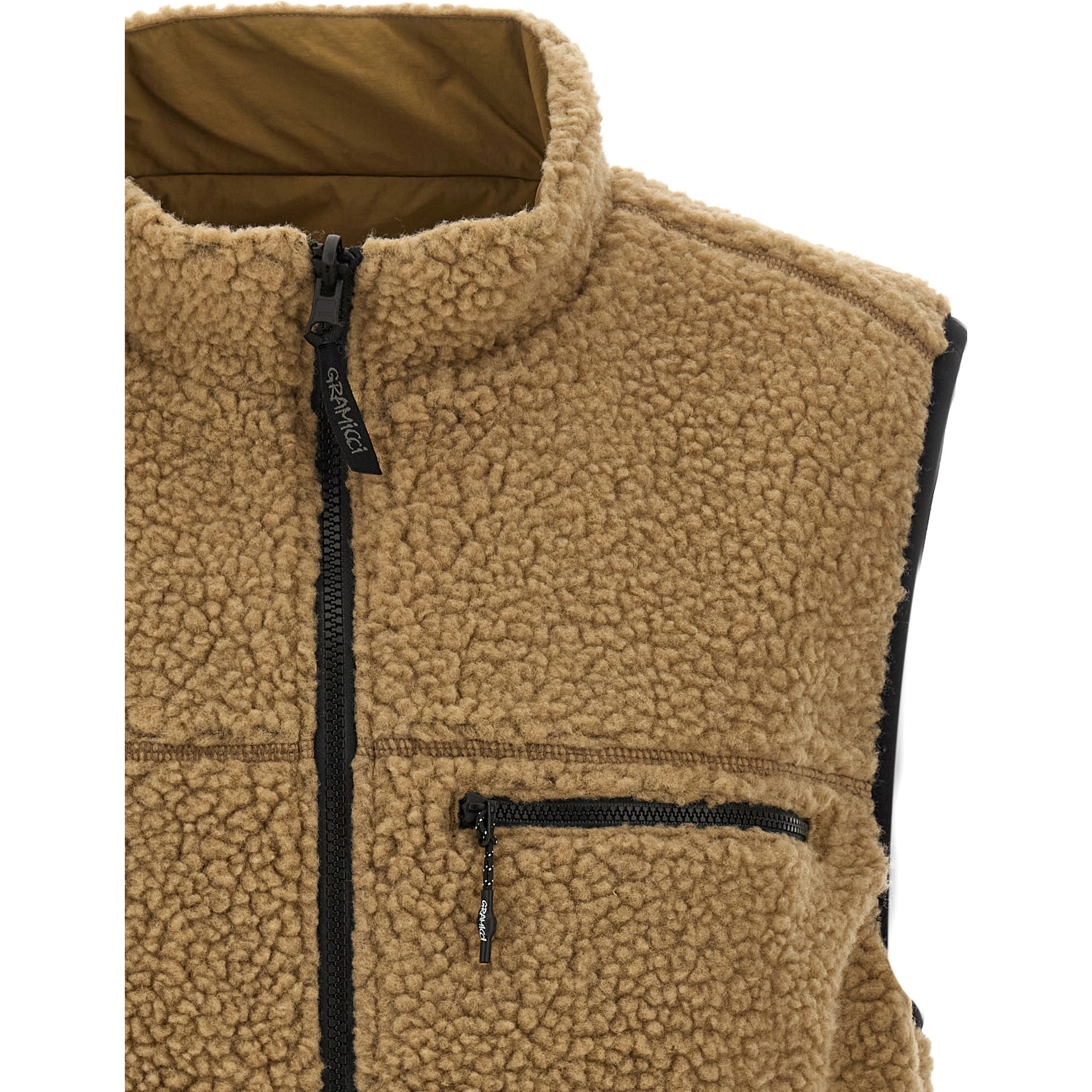 Beige Polyester Sleeveless Jacket