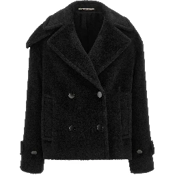 Black Alpaca Leather Coat