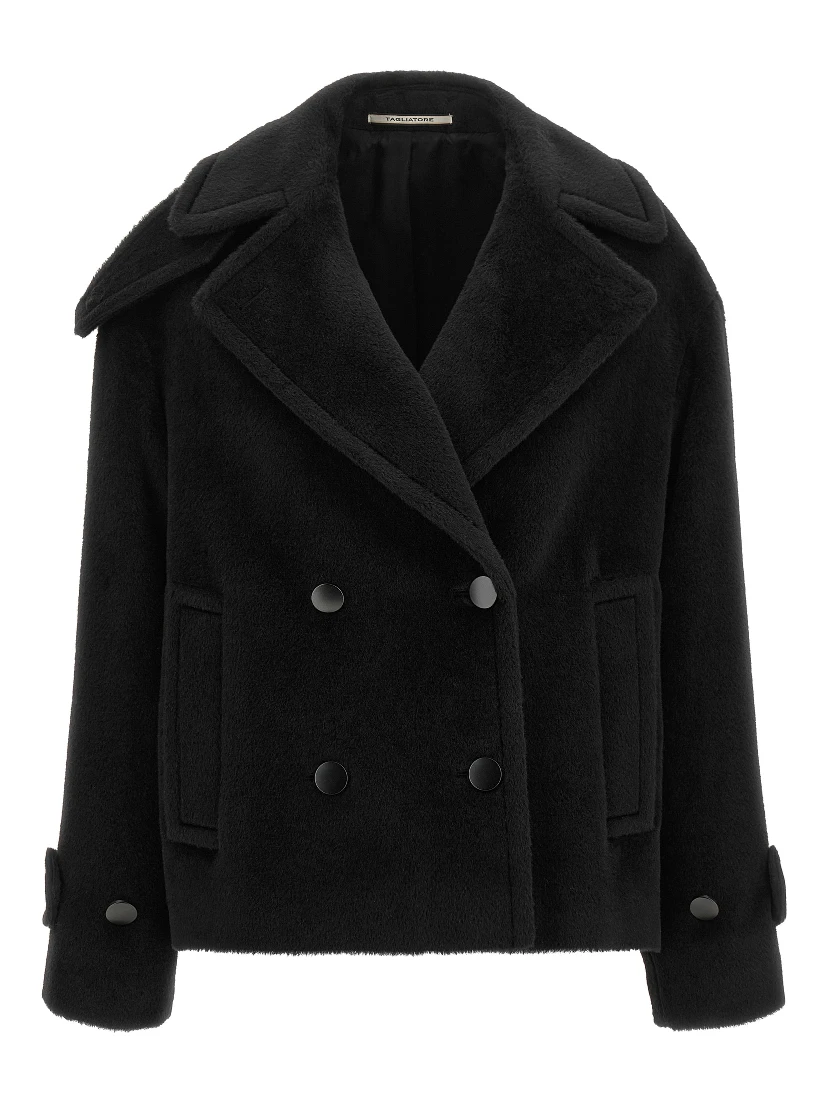 Black Alpaca Leather Coat