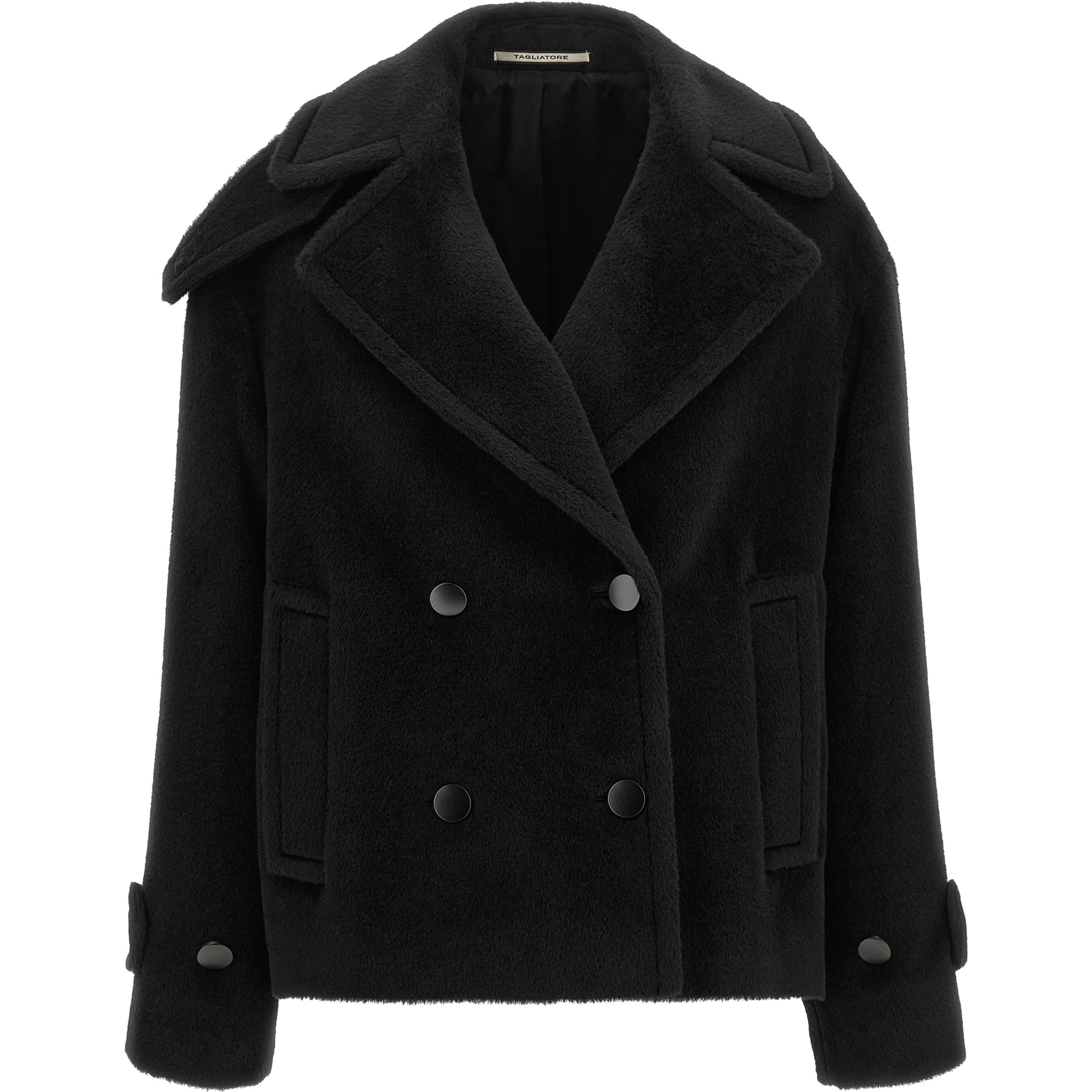 Black Alpaca Leather Coat