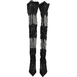 Black Over The Knee Sock Pumps Boots Shoes