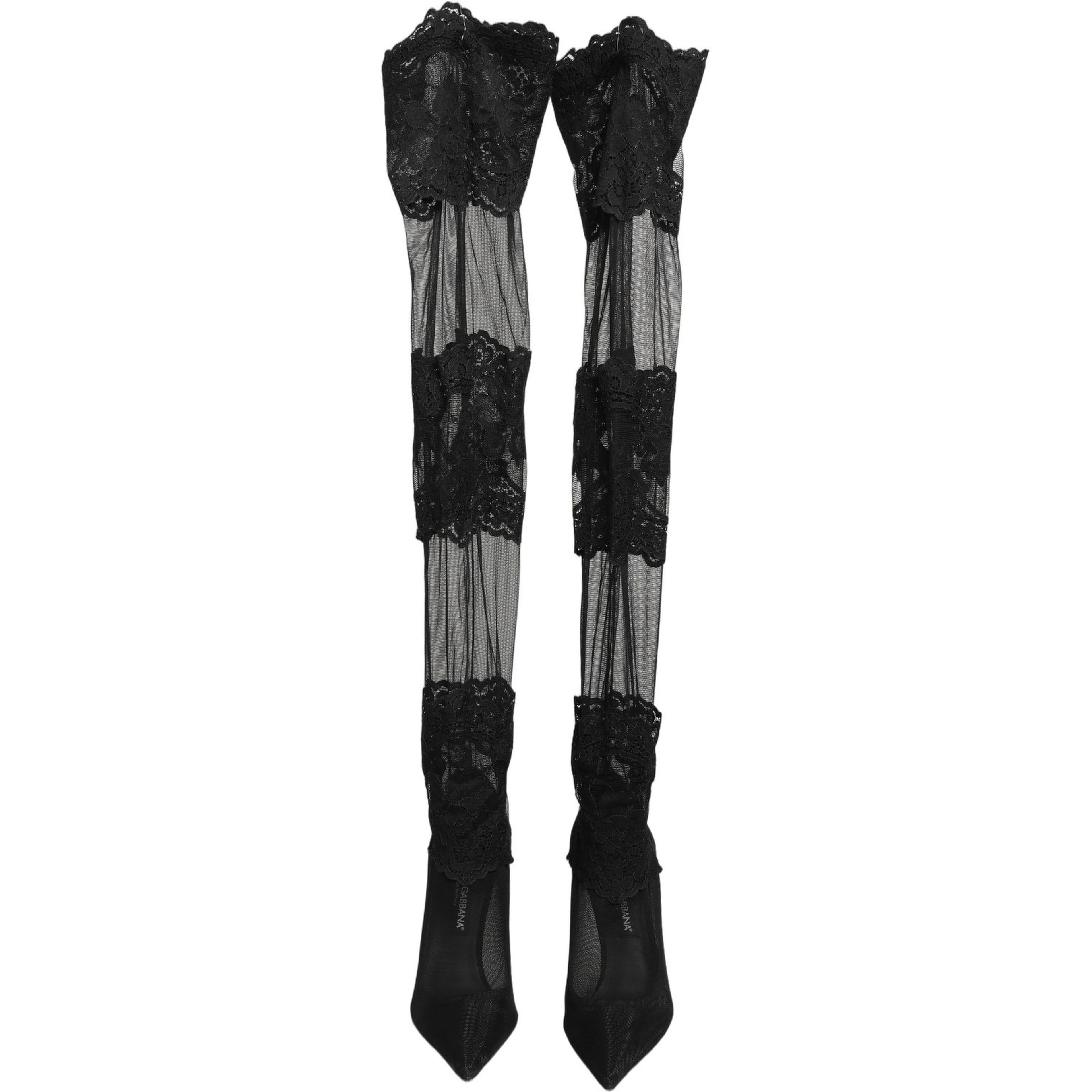 Black Over The Knee Sock Pumps Boots Shoes