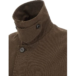 Brown Cotton Full-Length Jacket