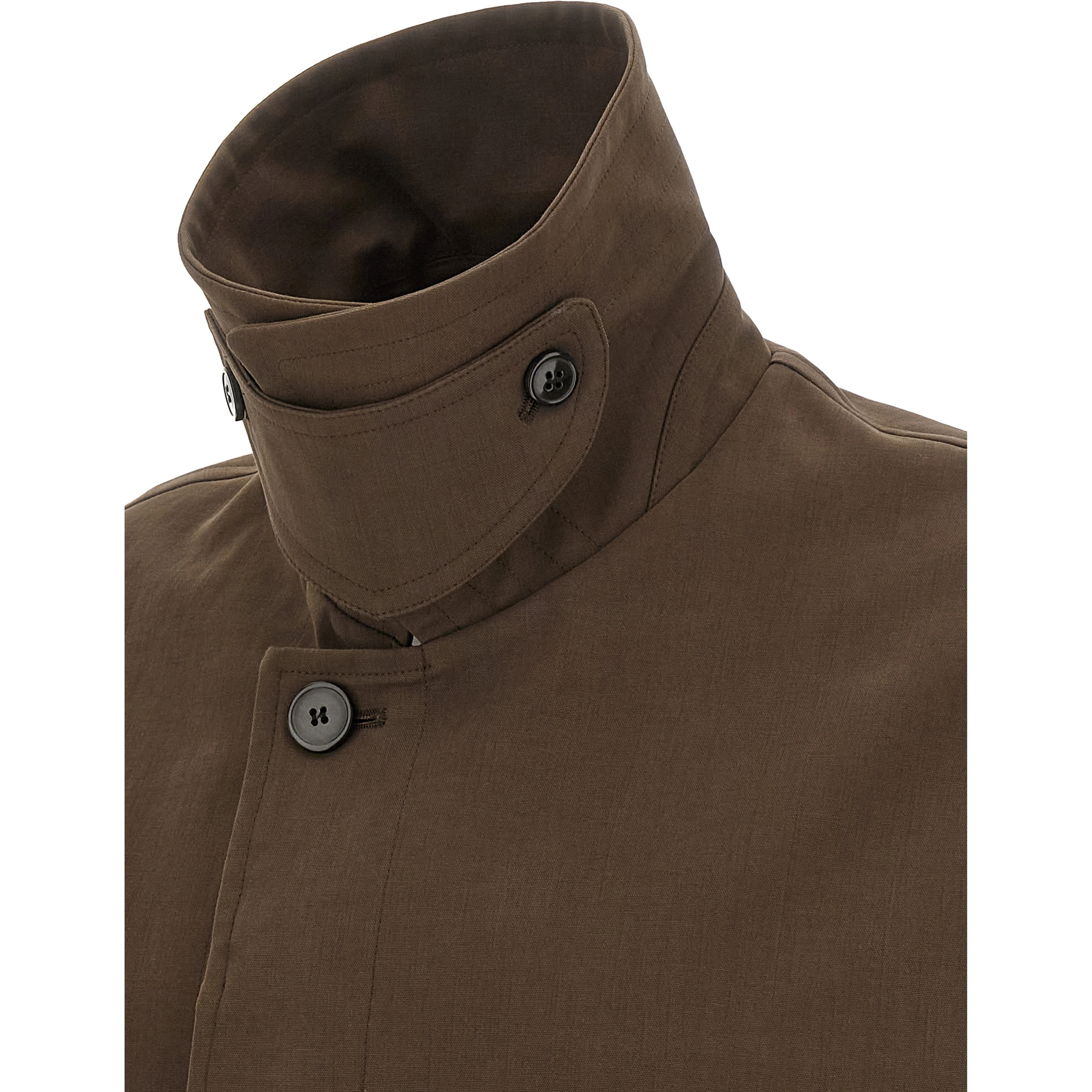 Brown Cotton Full-Length Jacket