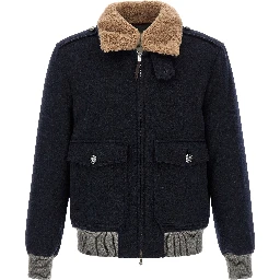 Blue Cashmere Bomber
