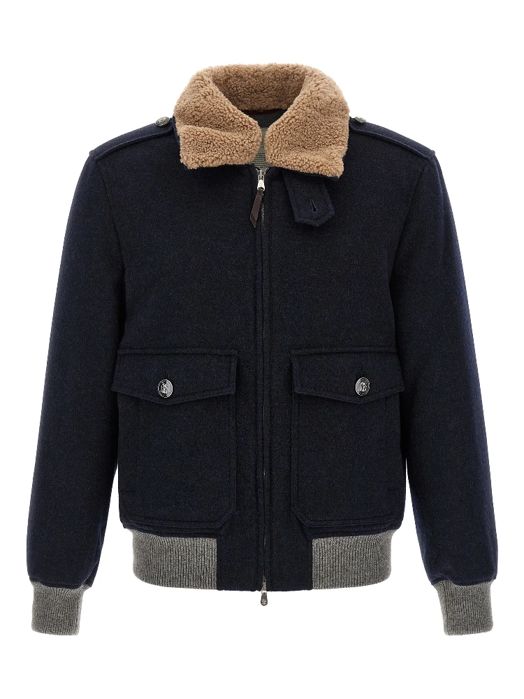 Blue Cashmere Bomber