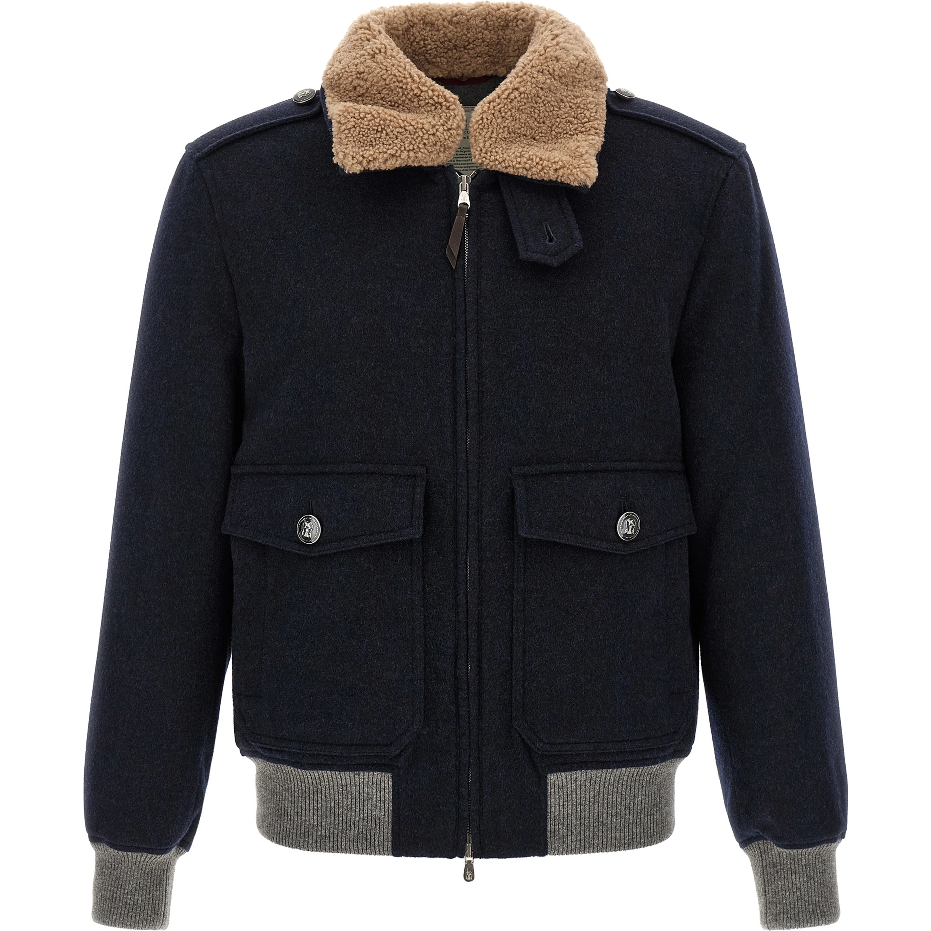 Blue Cashmere Bomber
