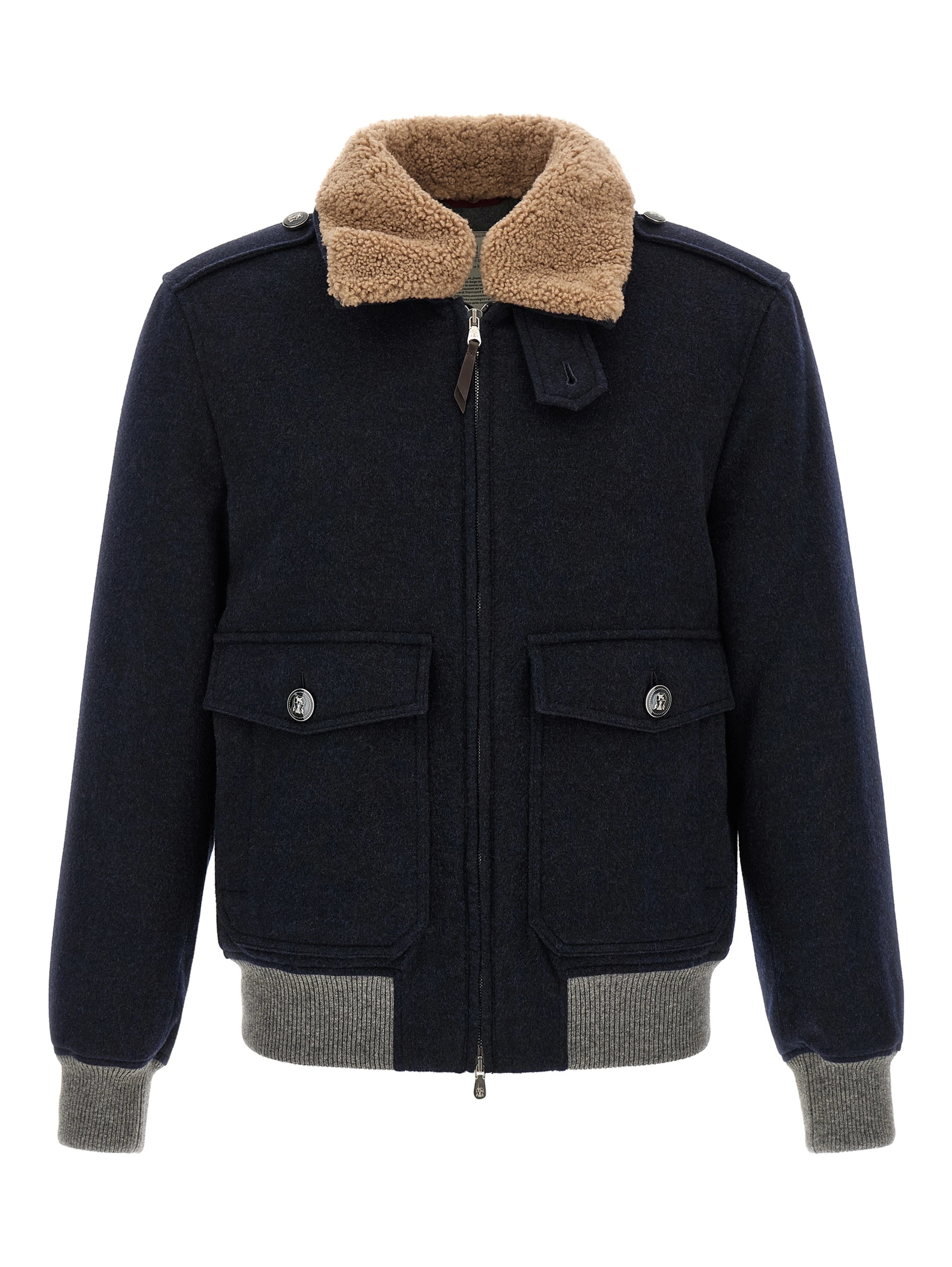Blue Cashmere Bomber