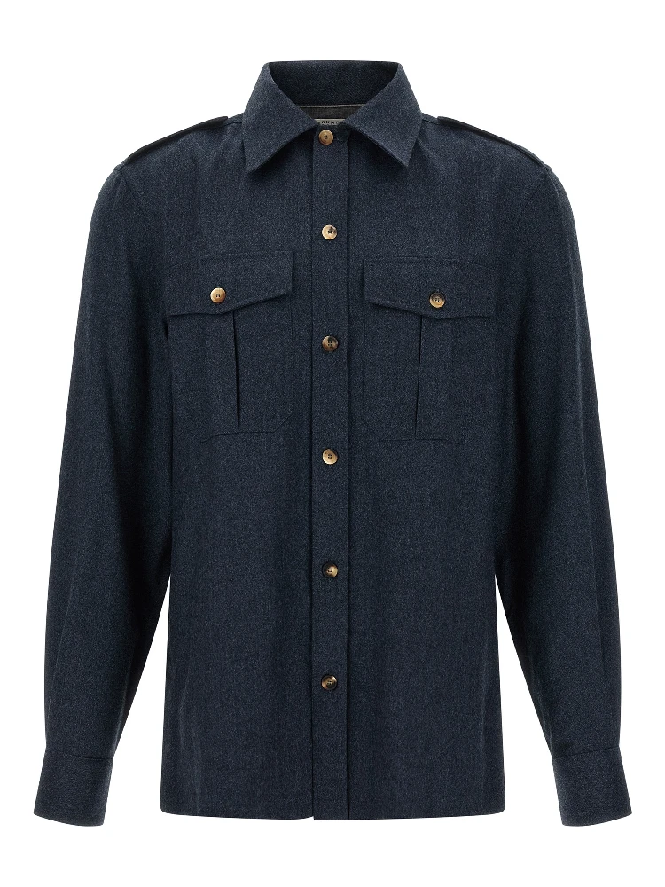 Blue Virgin Wool Blouse