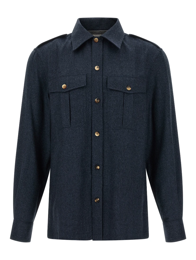 Blue Virgin Wool Blouse