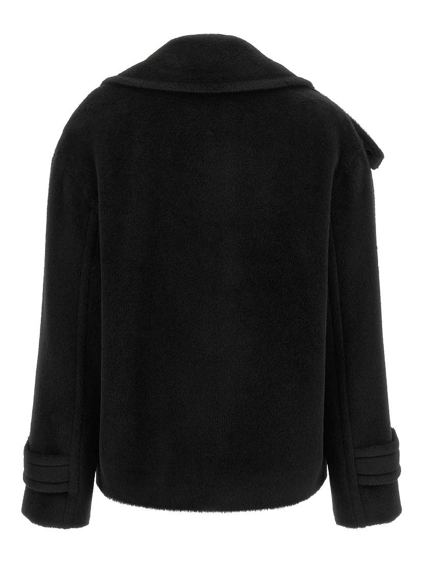 Black Alpaca Leather Coat