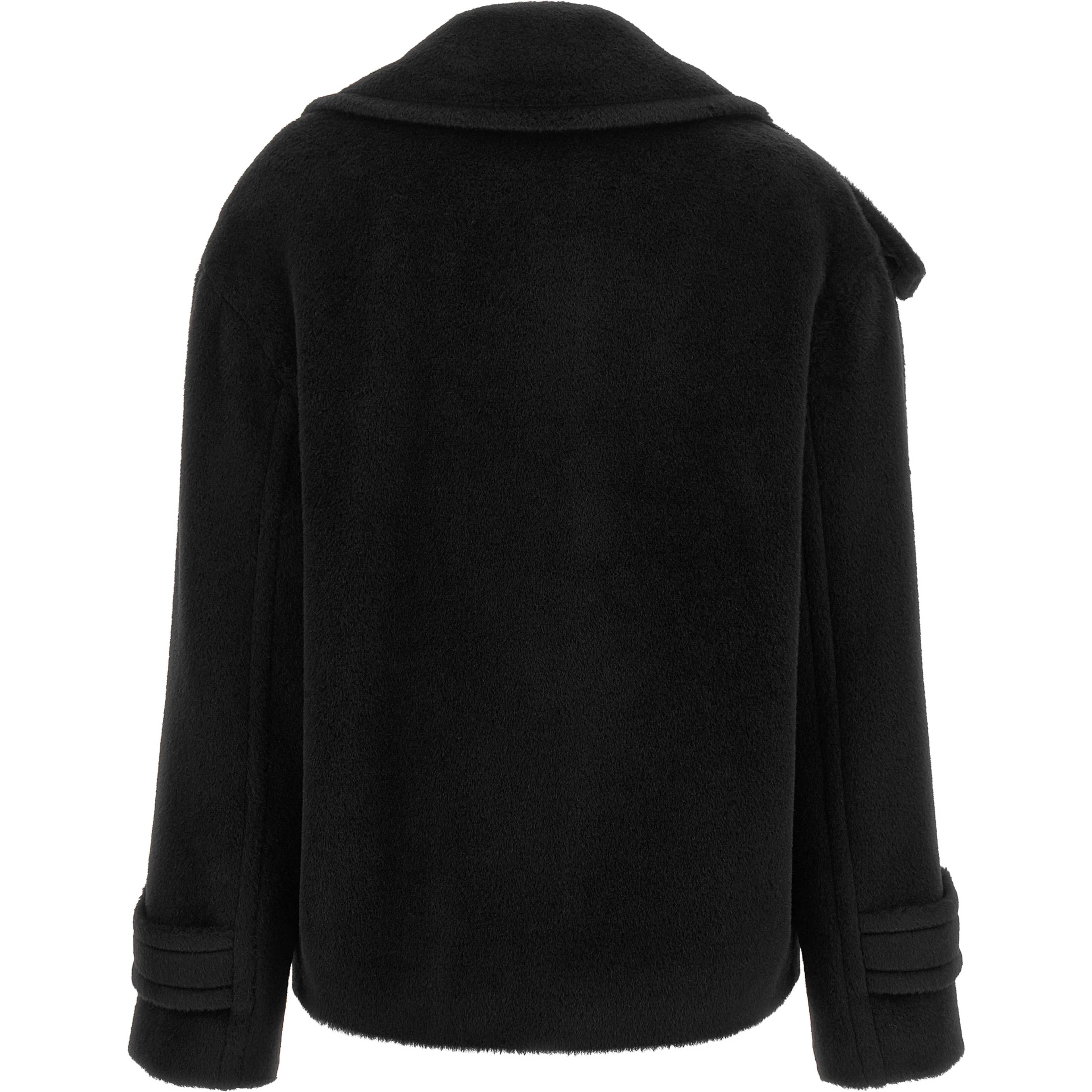 Black Alpaca Leather Coat