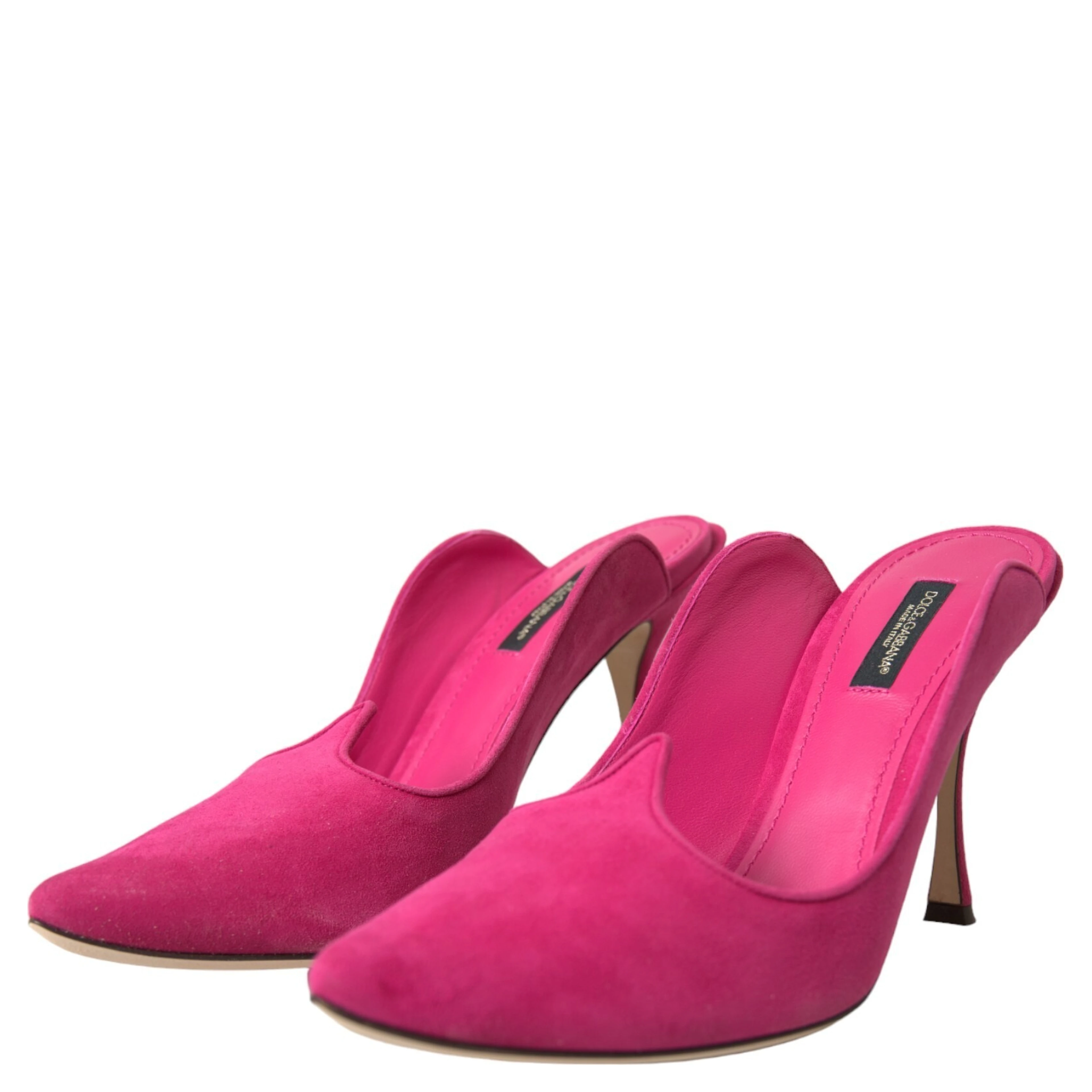 Fuchsia Suede Leather Mules Sandals Shoes