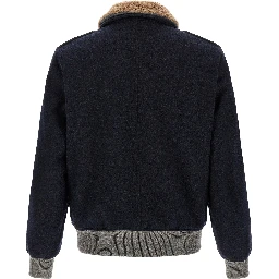 Blue Cashmere Bomber