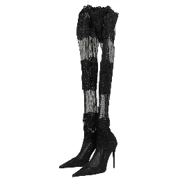 Black Over The Knee Sock Pumps Boots Shoes