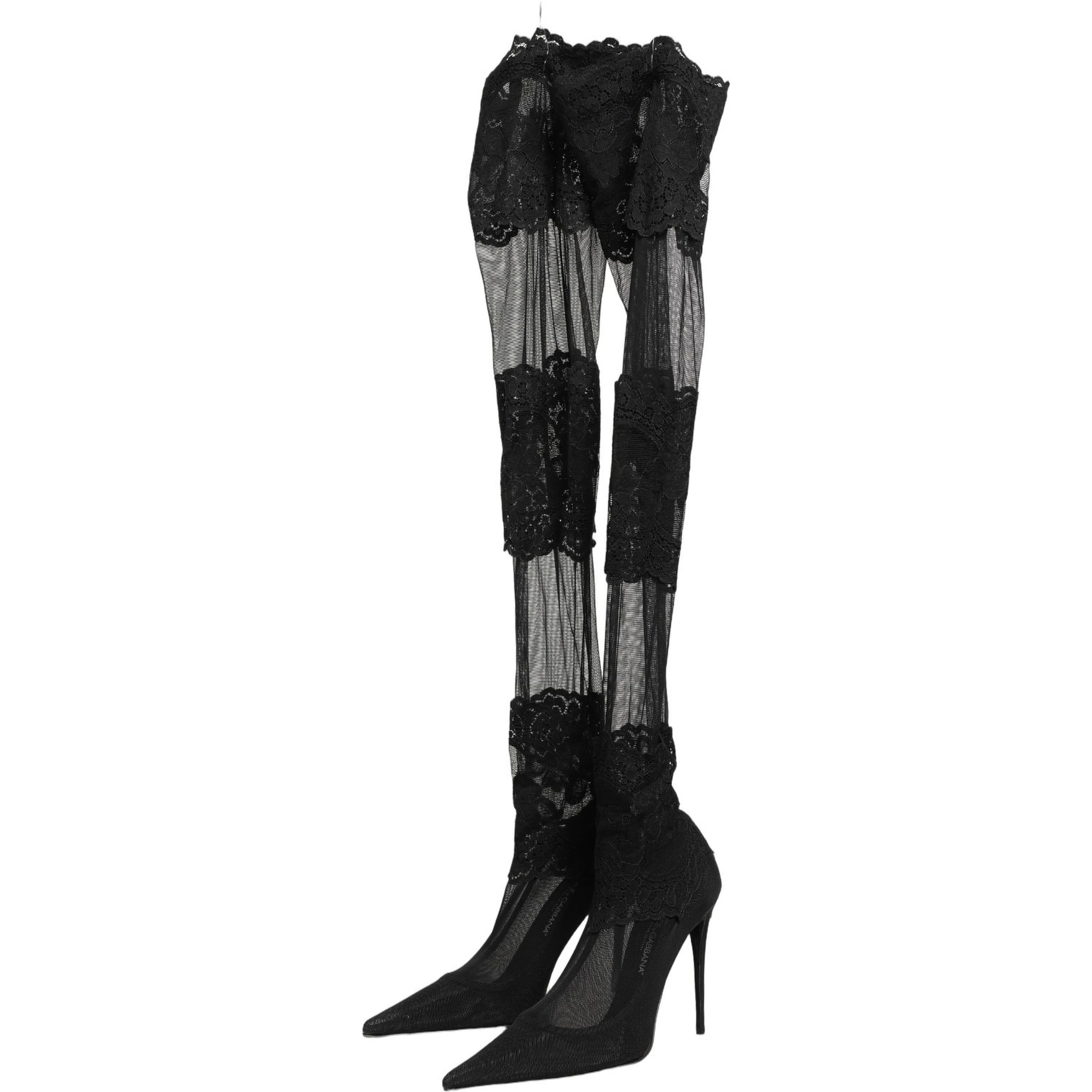 Black Over The Knee Sock Pumps Boots Shoes