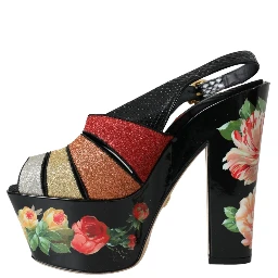 Multicolor Floral Crystal Platform Sandals Shoes