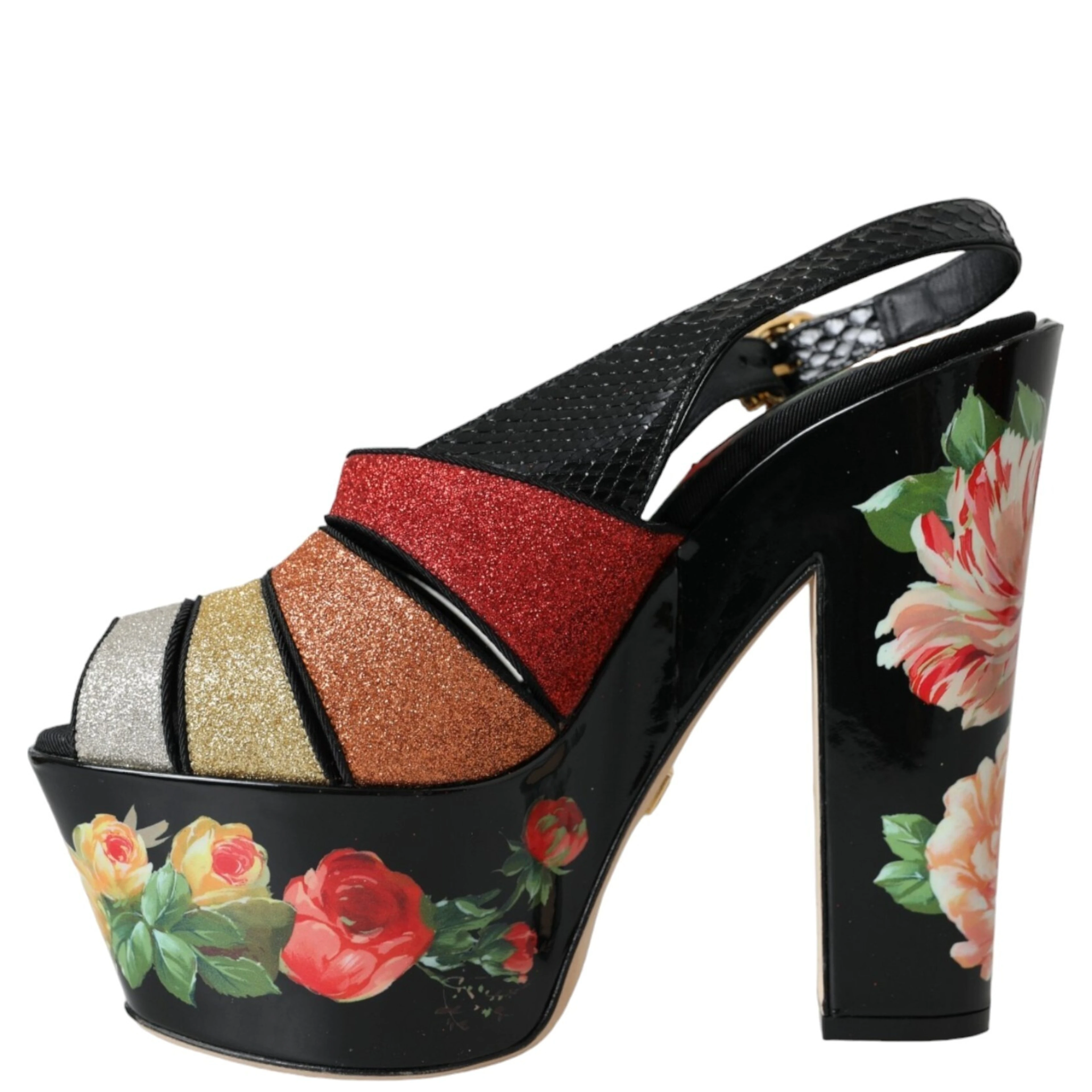 Multicolor Floral Crystal Platform Sandals Shoes