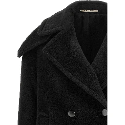 Black Alpaca Leather Coat