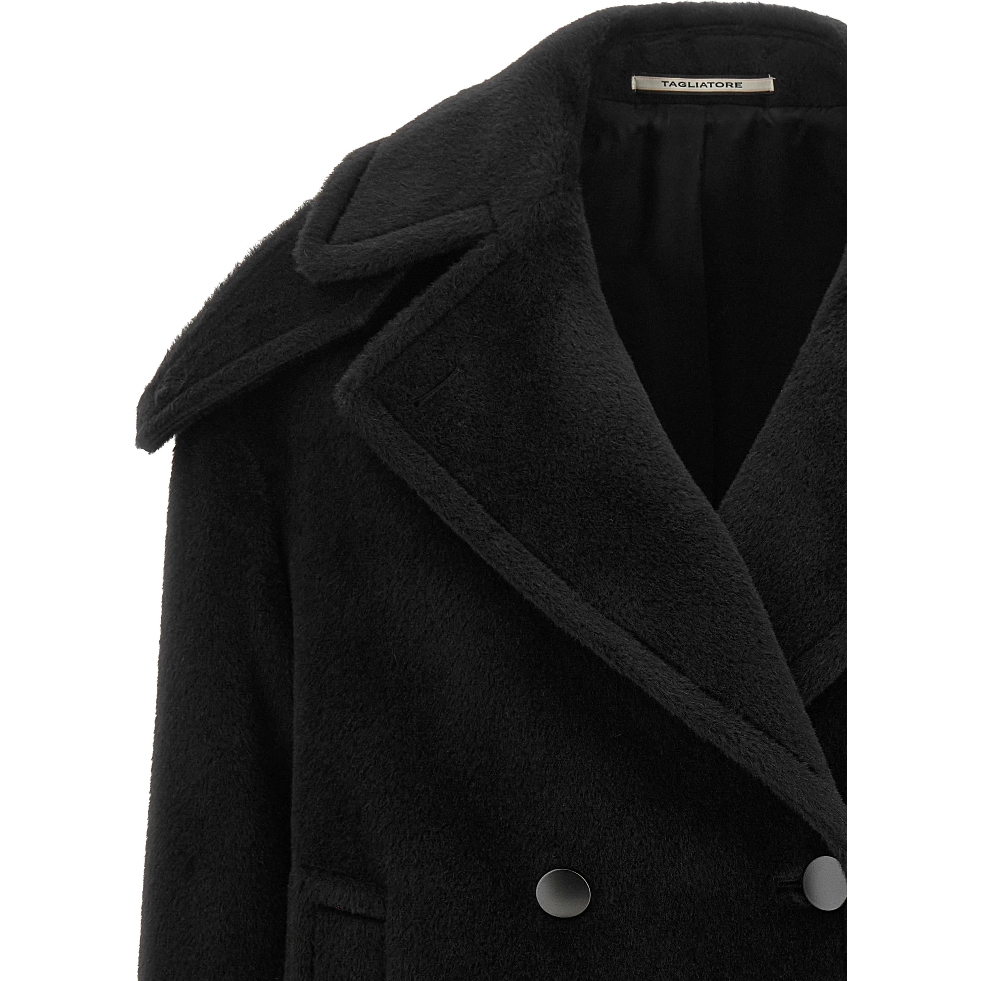 Black Alpaca Leather Coat