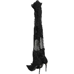 Black Over The Knee Sock Pumps Boots Shoes