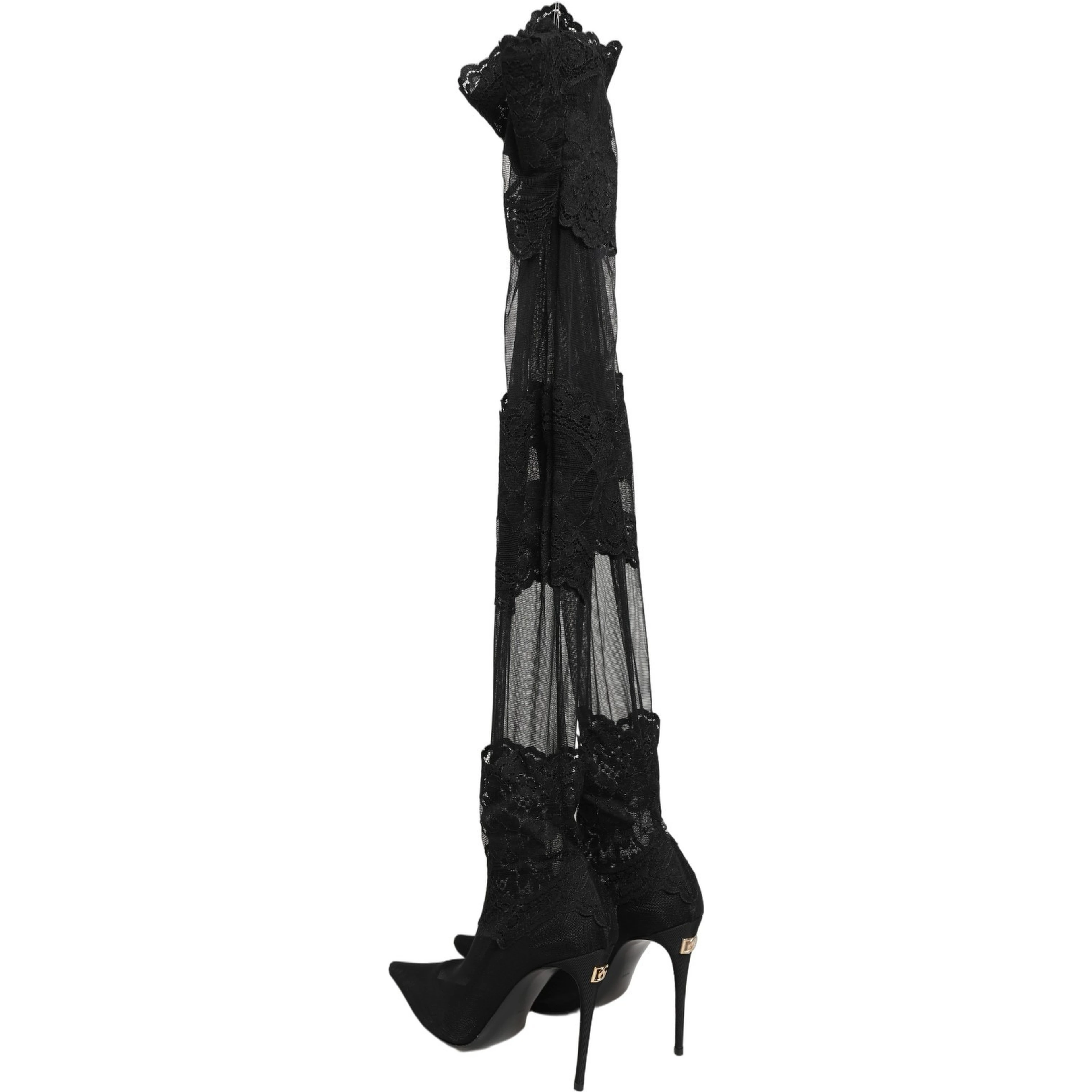 Black Over The Knee Sock Pumps Boots Shoes