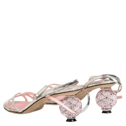 Pink Embellished Leather Ball-Heel Sandals Shoes