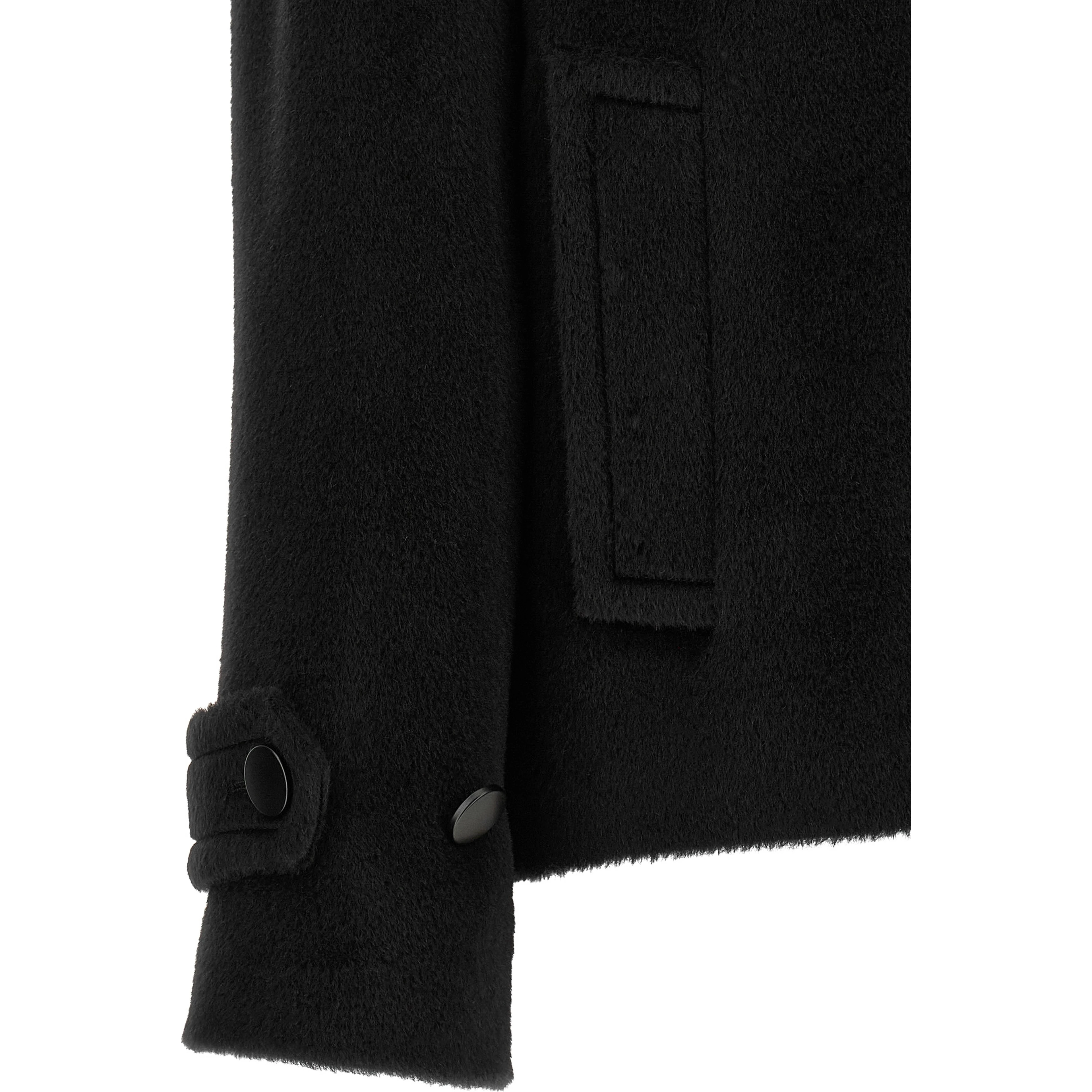 Black Alpaca Leather Coat