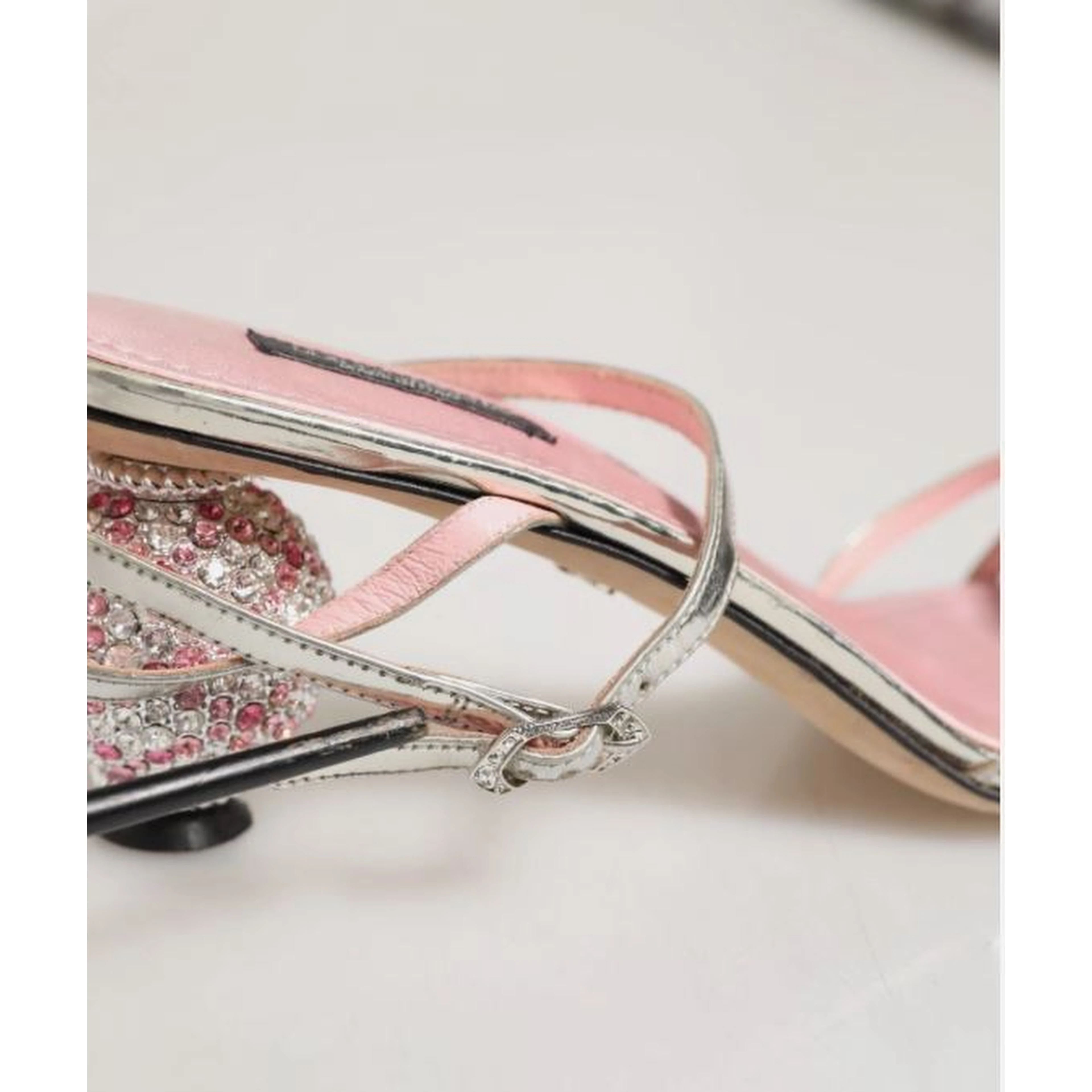 Pink Embellished Leather Ball-Heel Sandals Shoes