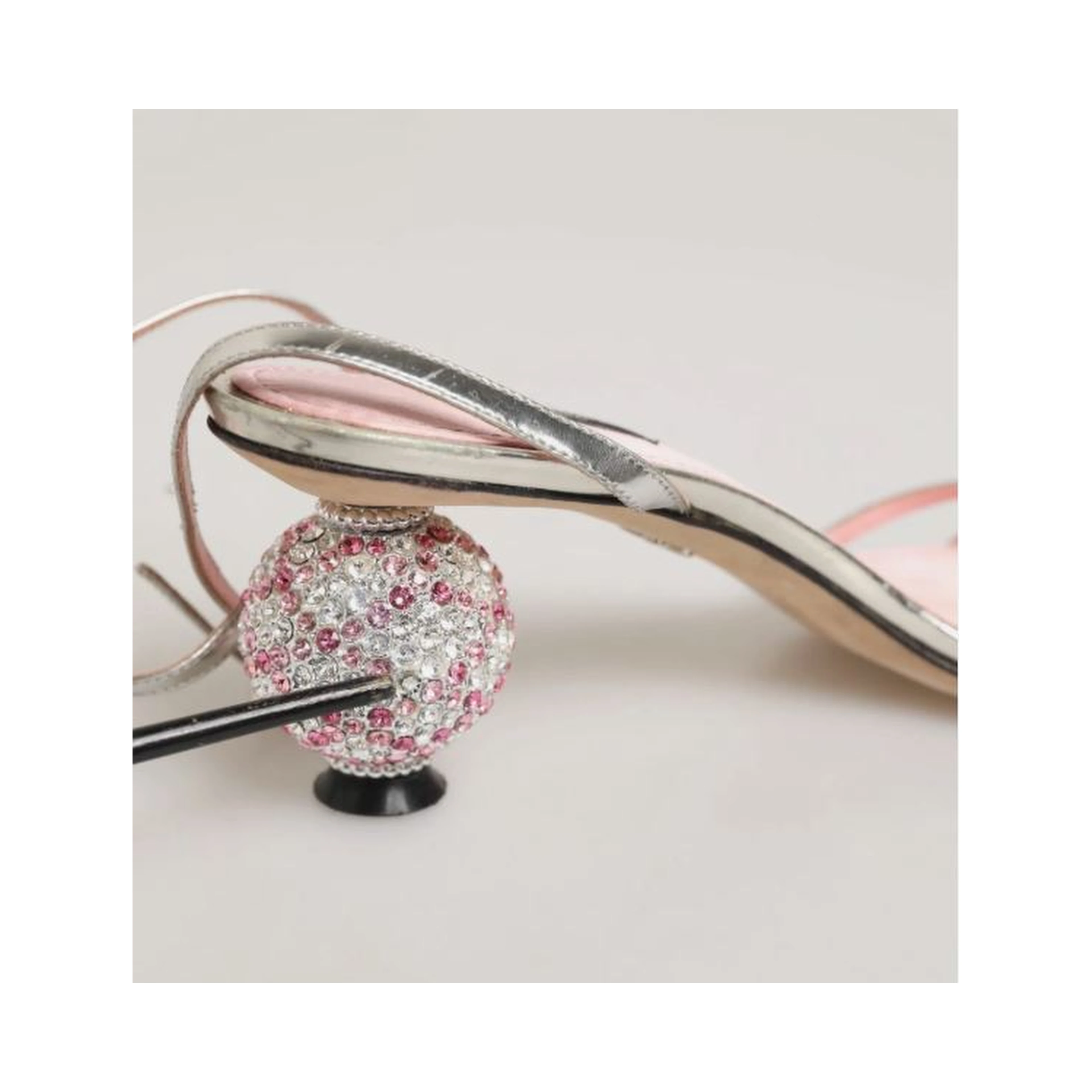 Pink Embellished Leather Ball-Heel Sandals Shoes