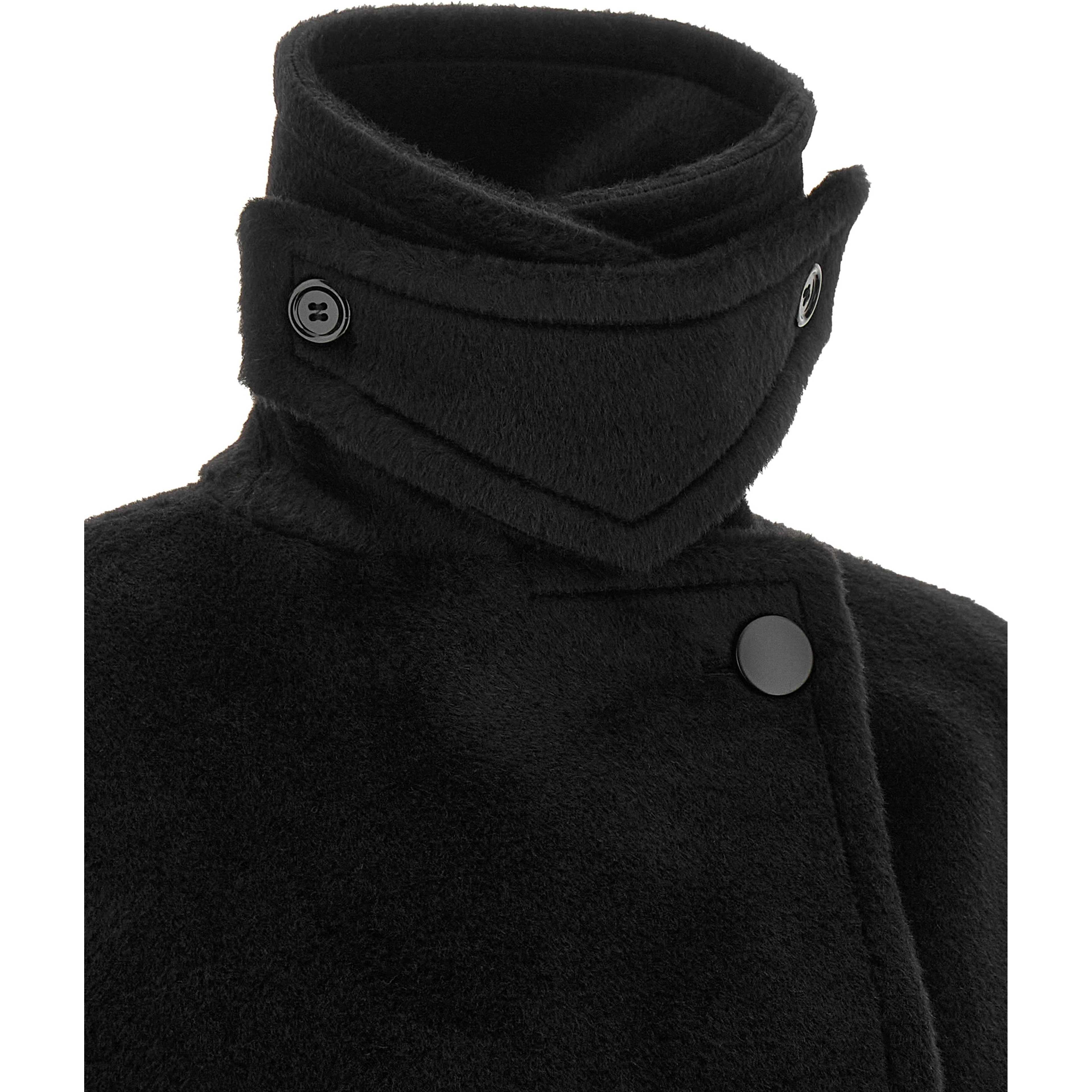 Black Alpaca Leather Coat