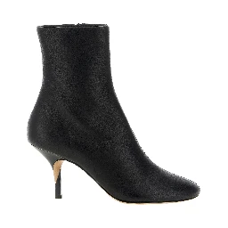 Black Lamb Leather Ankle Boots
