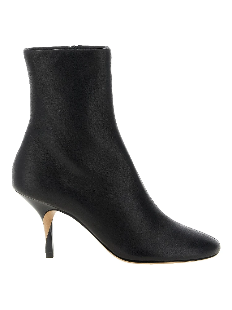 Black Lamb Leather Ankle Boots