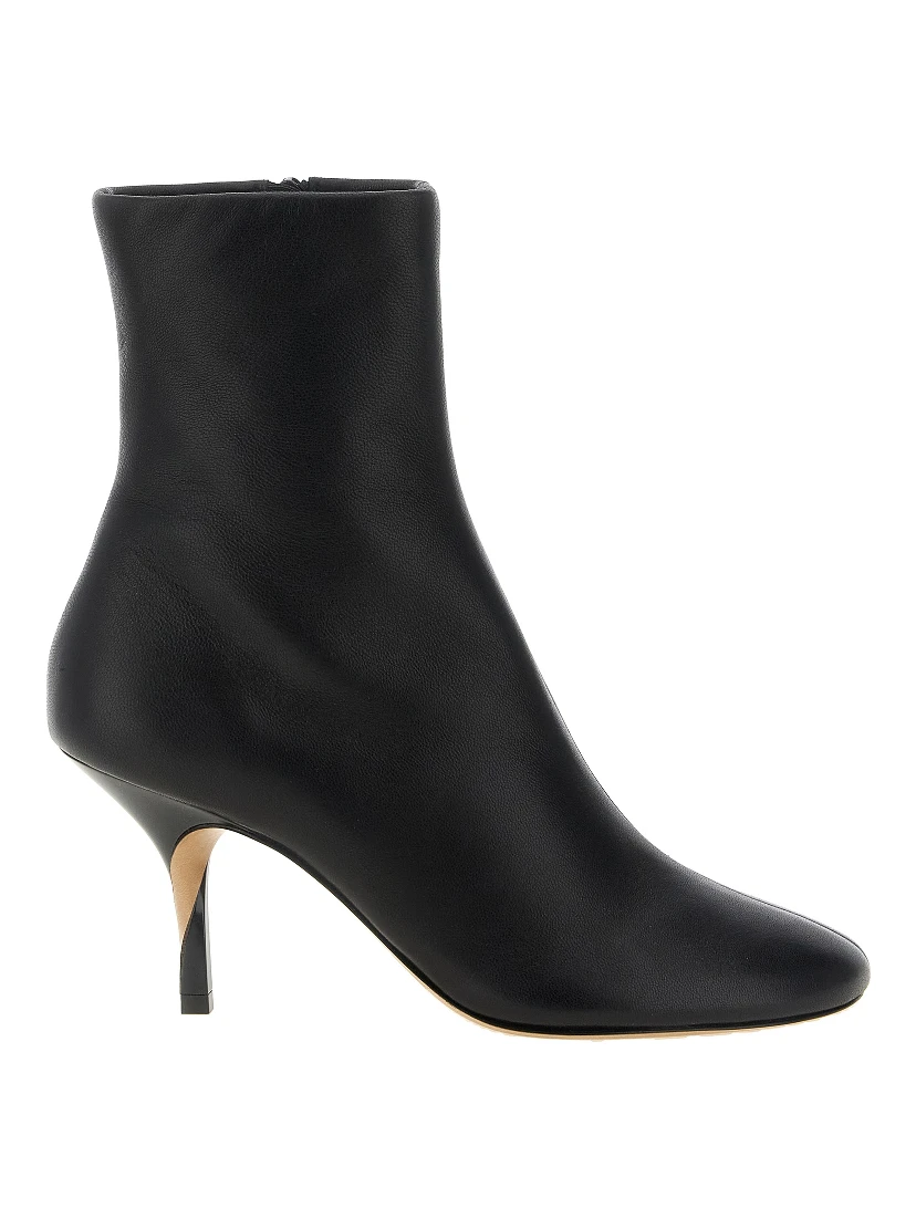 Black Lamb Leather Ankle Boots