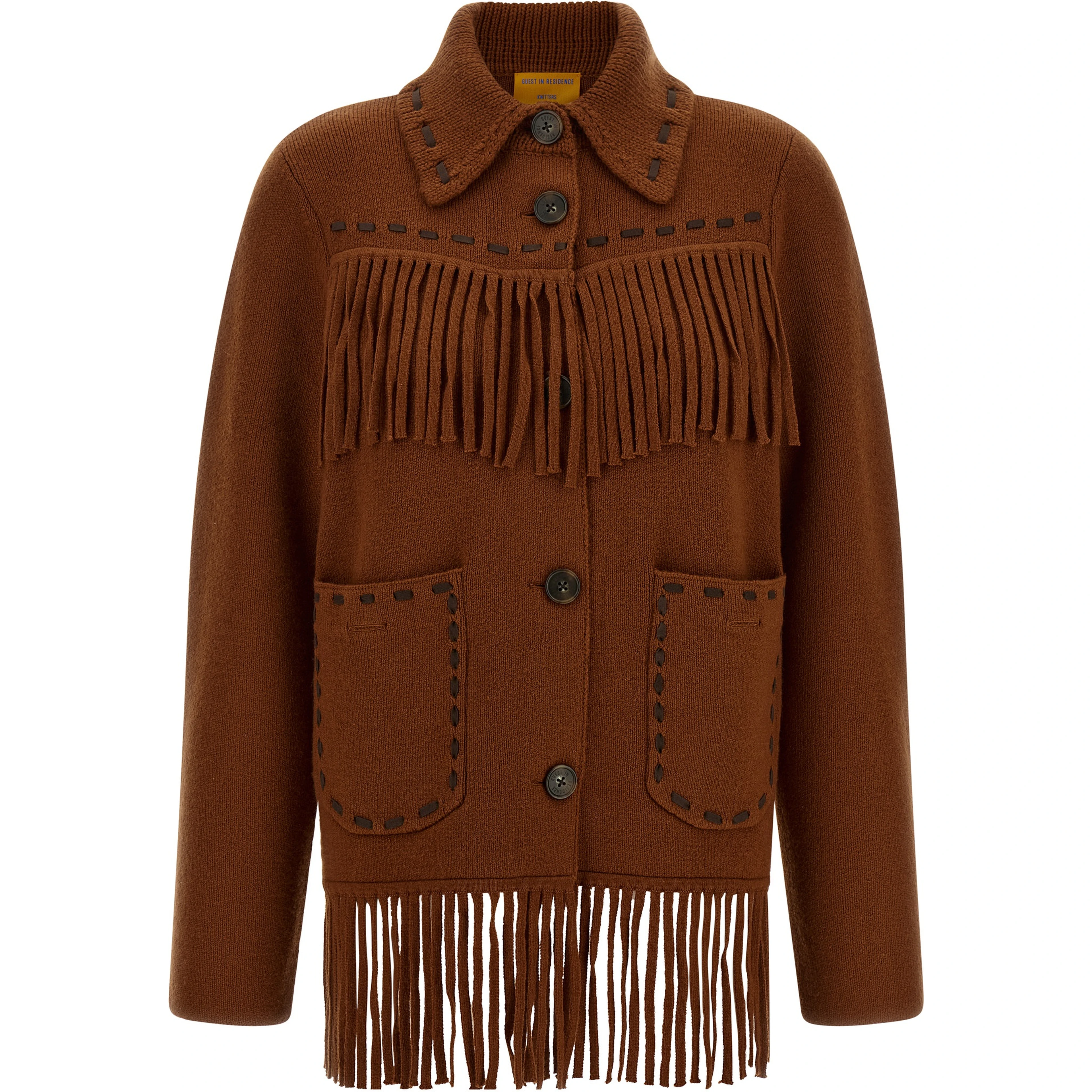 Brown Wool Full-Length Jacket