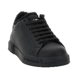 Black Calfskin Low Top Sneakers