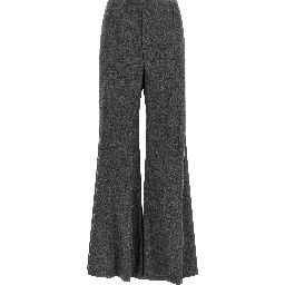 Gray Virgin Wool Flared Pants