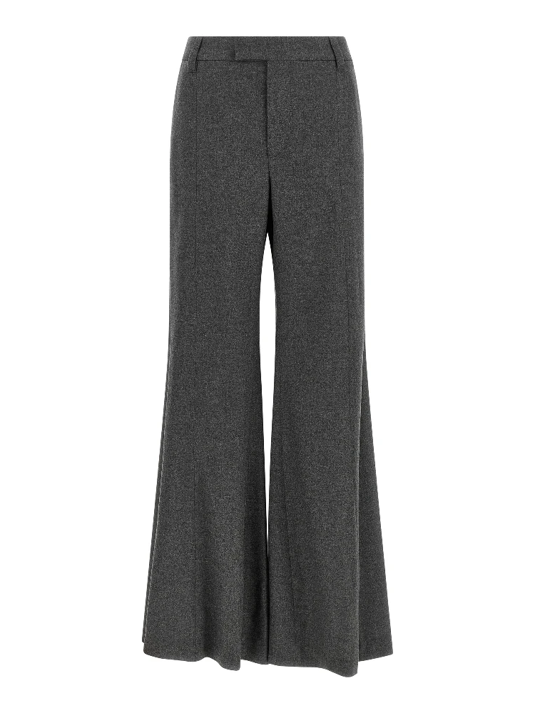 Gray Virgin Wool Flared Pants