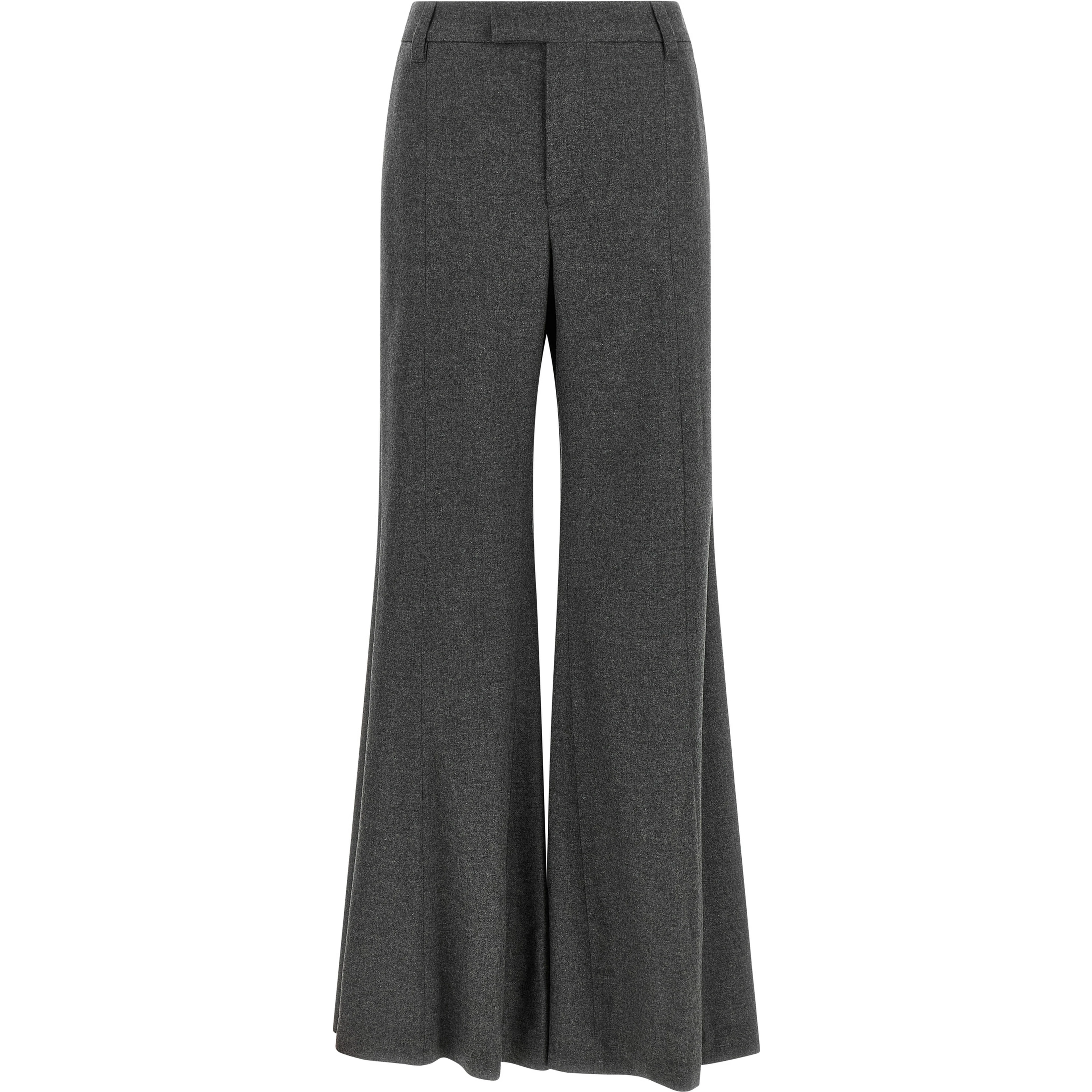 Gray Virgin Wool Flared Pants