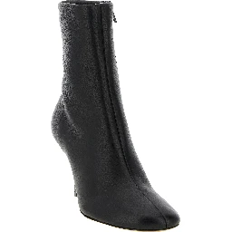 Black Lamb Leather Ankle Boots