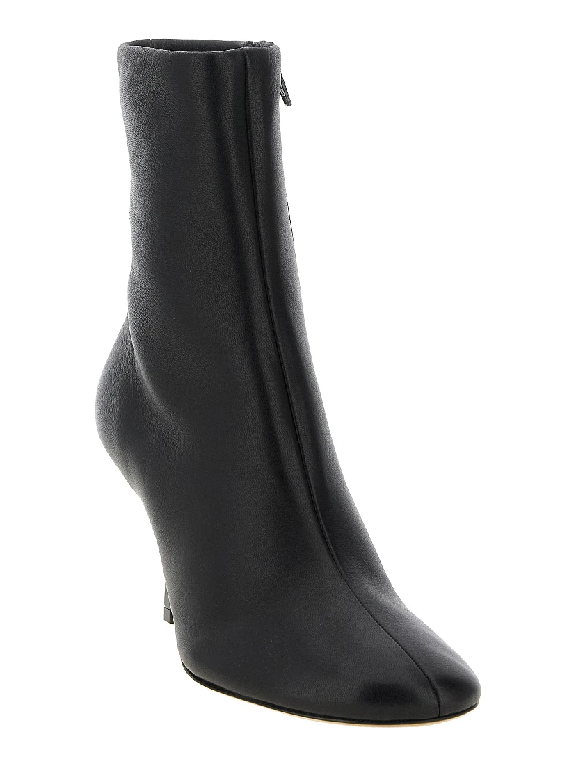 Black Lamb Leather Ankle Boots