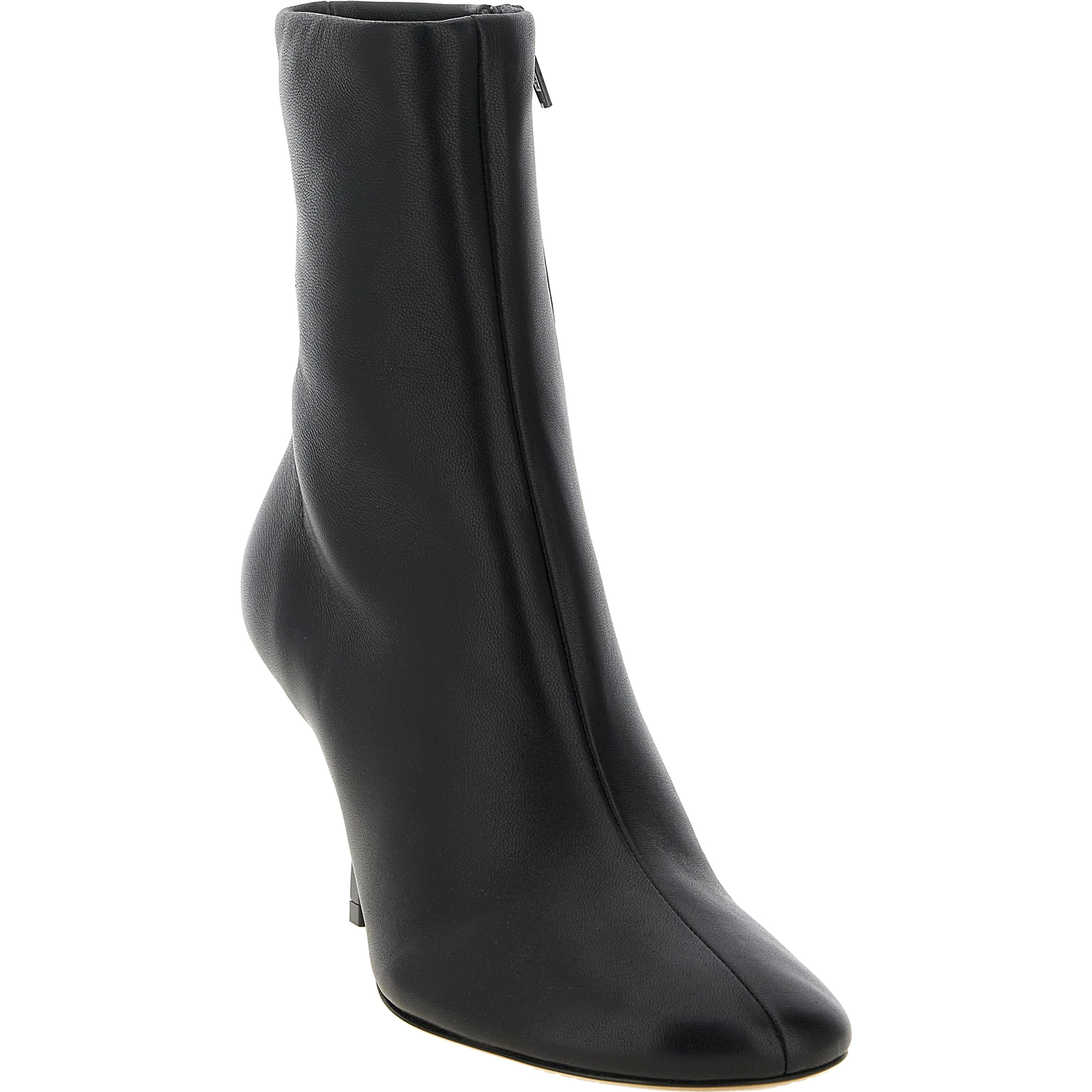 Black Lamb Leather Ankle Boots