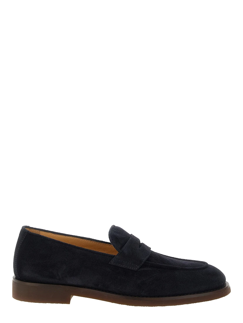 Blue Calfskin Slip-On Loafers