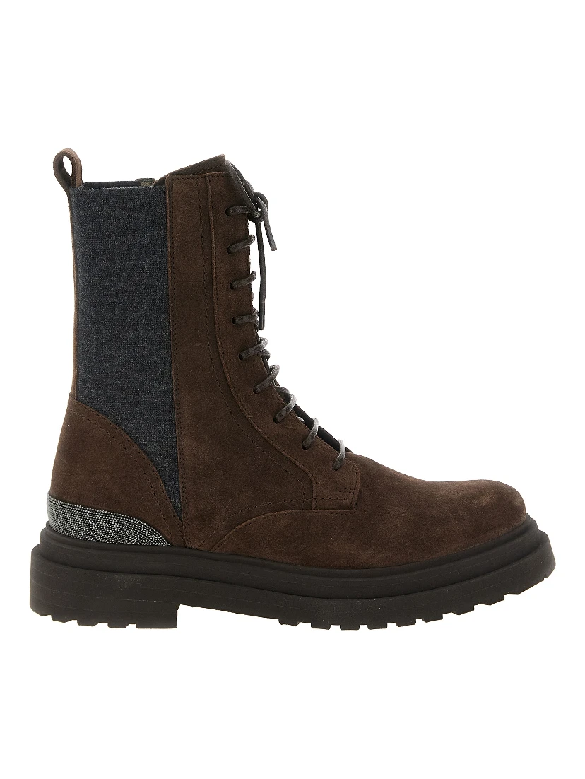 Brown Calfskin Lace-Up Boots