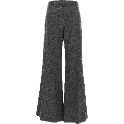 Gray Virgin Wool Flared Pants