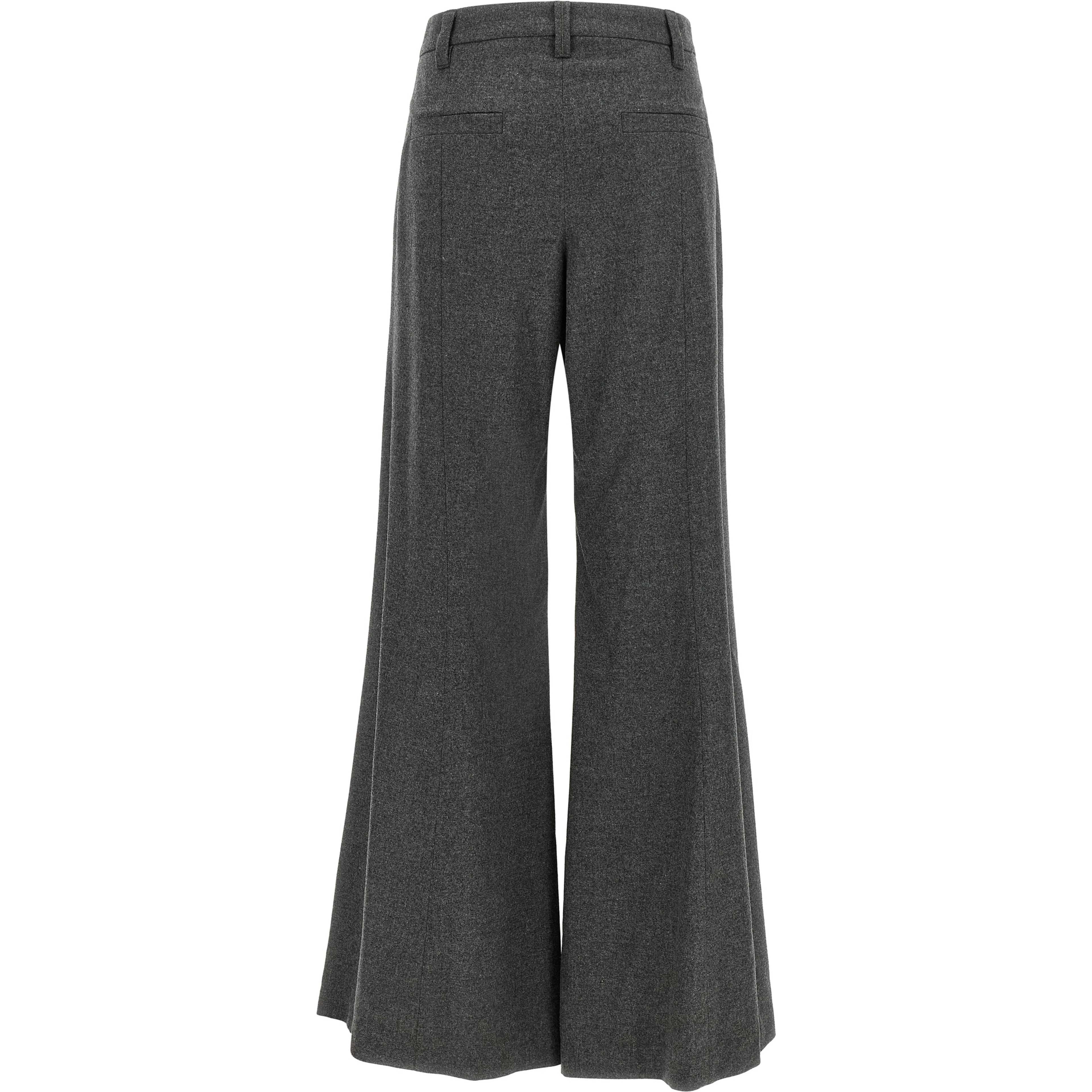Gray Virgin Wool Flared Pants