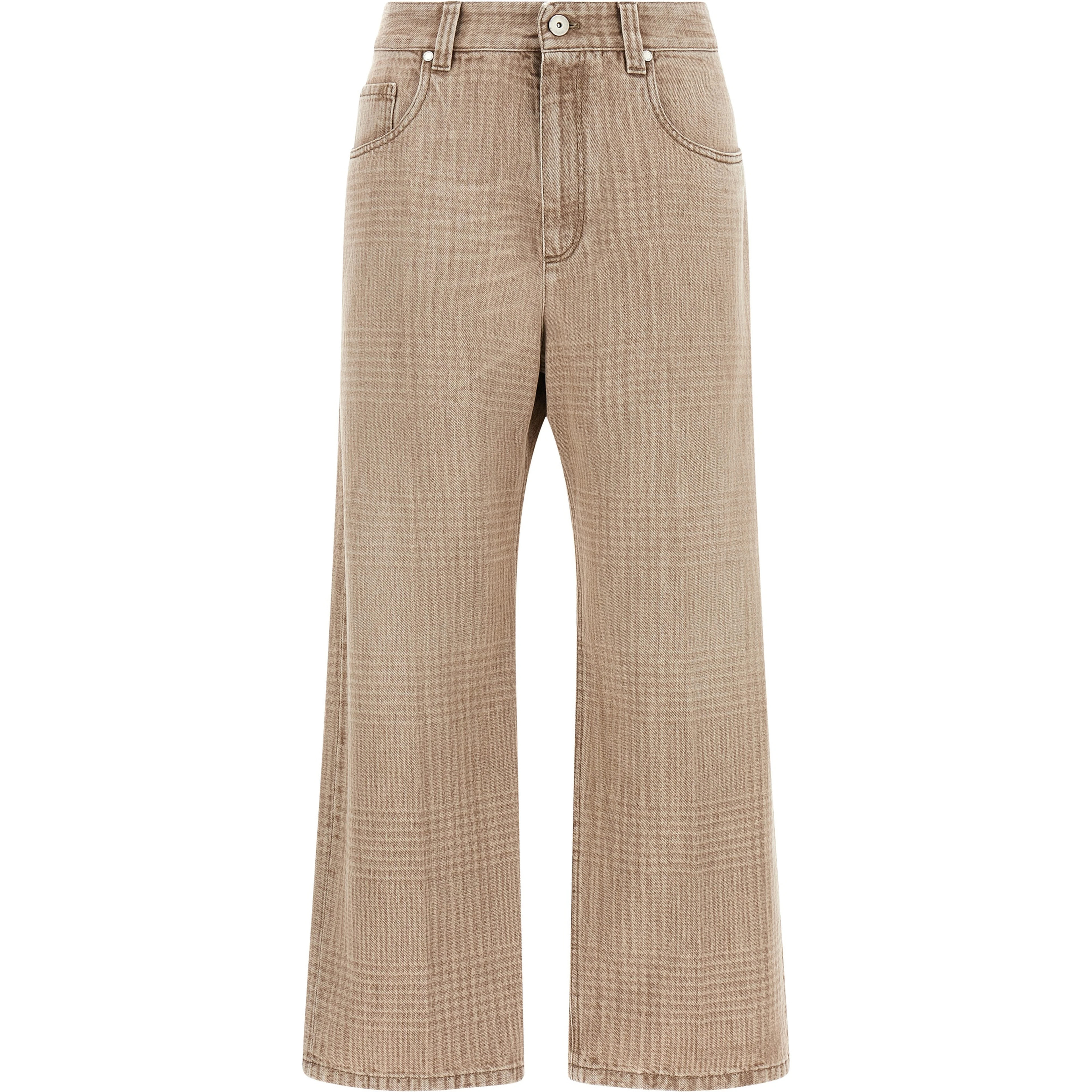 Beige Cotton Cropped Jeans