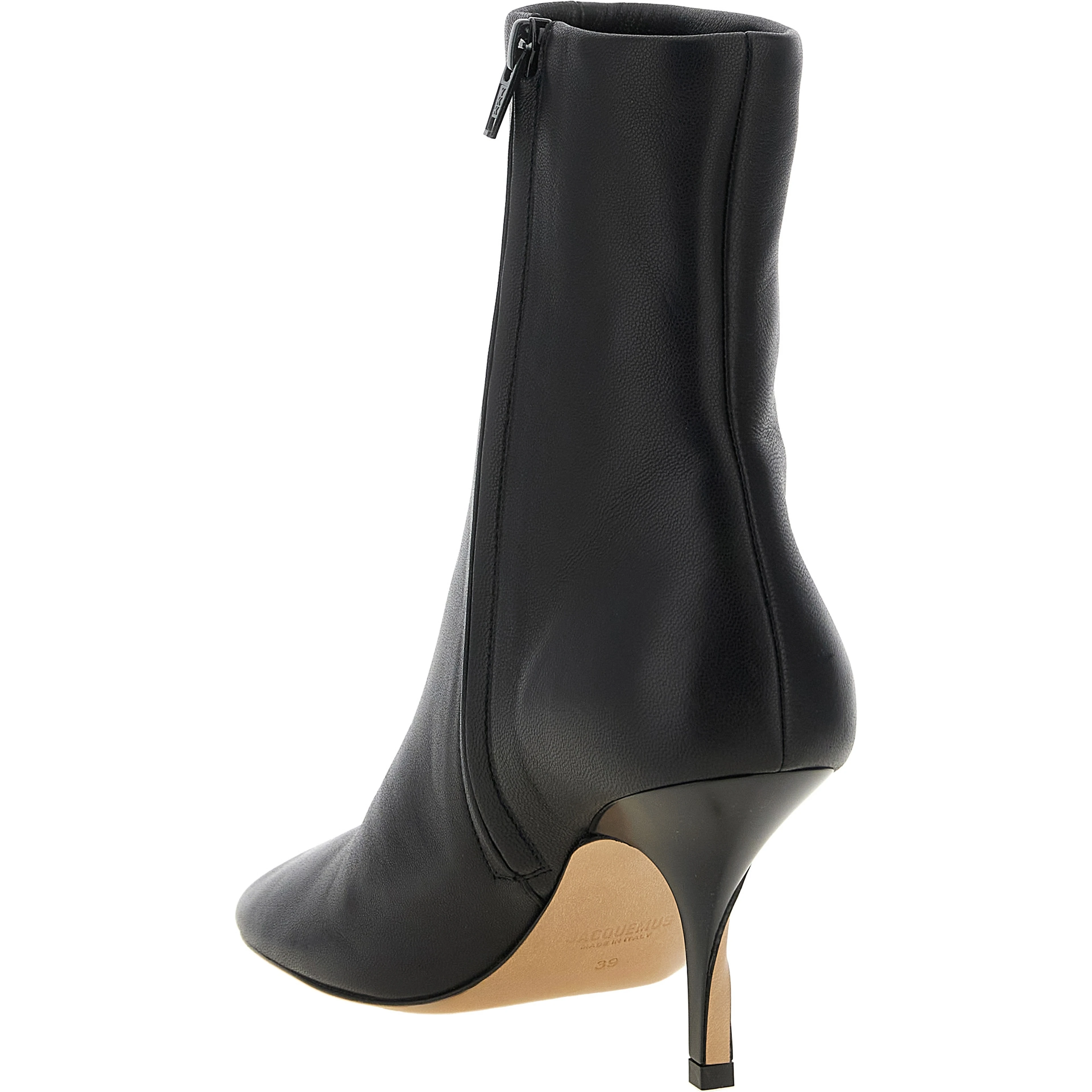 Black Lamb Leather Ankle Boots