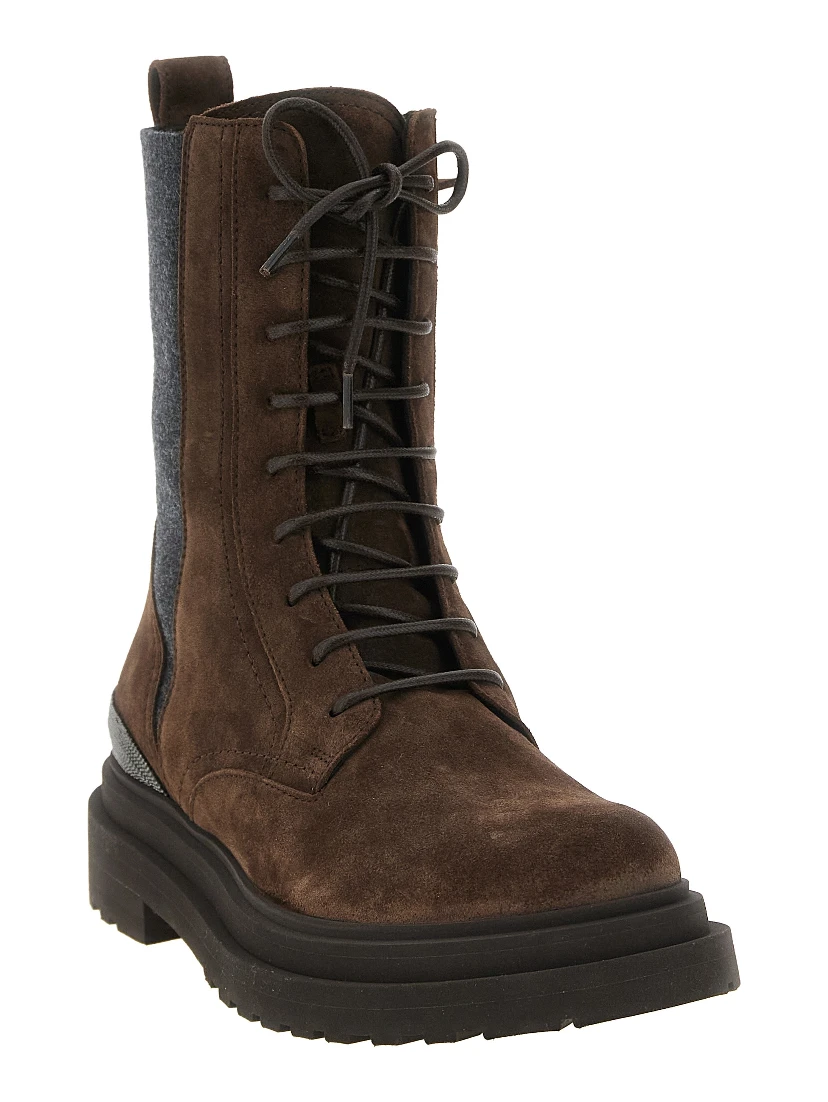 Brown Calfskin Lace-Up Boots