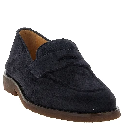 Blue Calfskin Slip-On Loafers